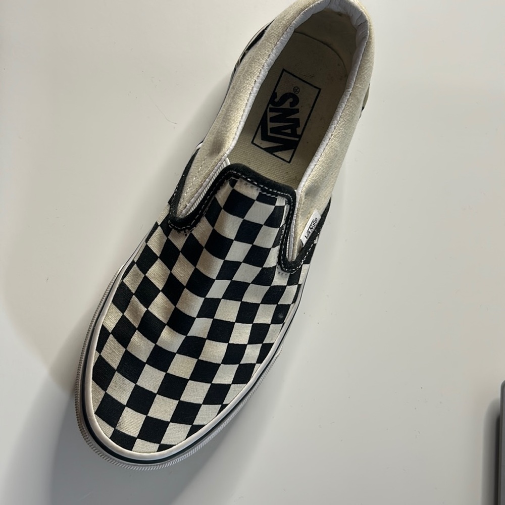 Checkered, vans, black, and white